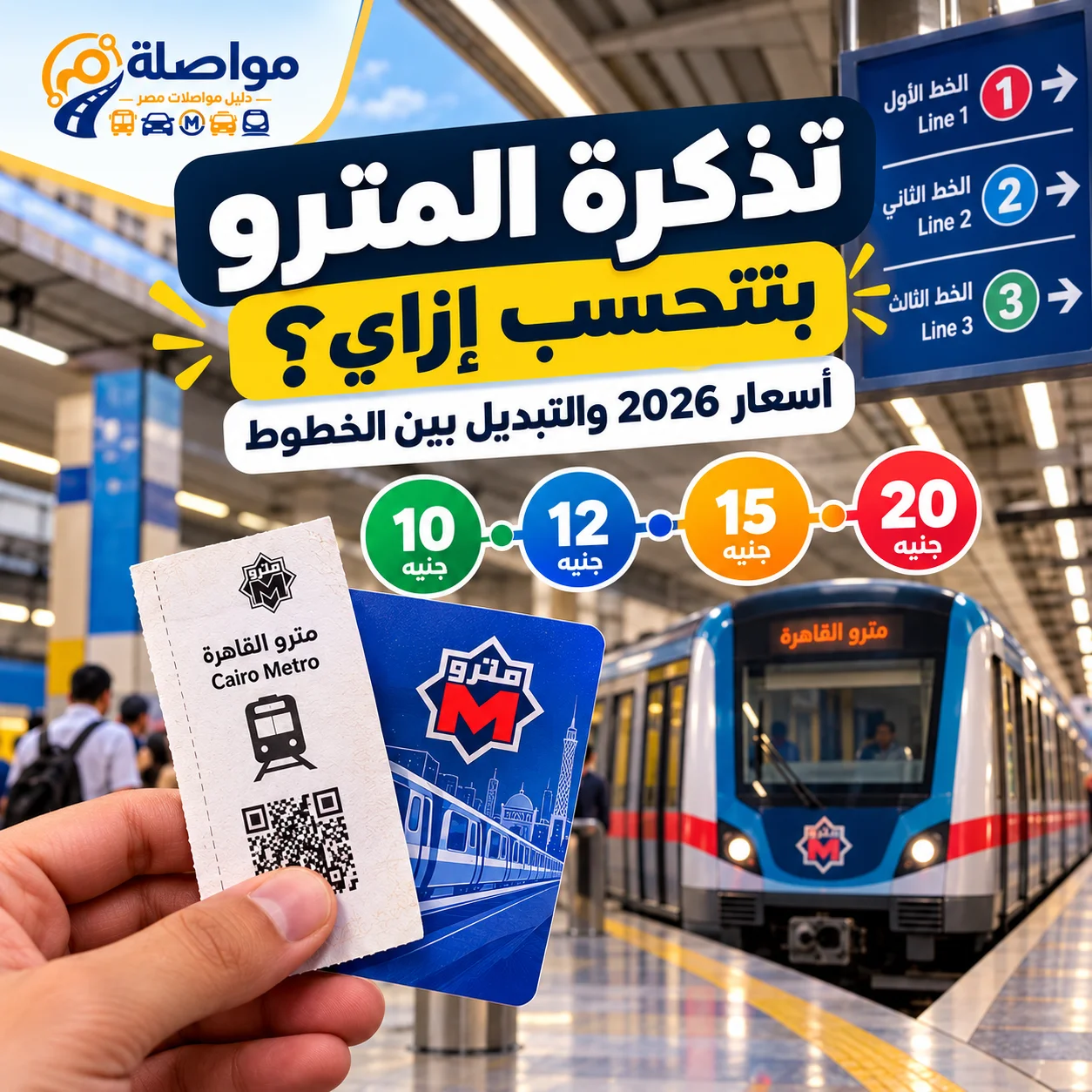 تذكرة المترو بتتحسب إزاي؟ عدد المحطات والتبديل بين الخطوط والكارت الذكي 2026
