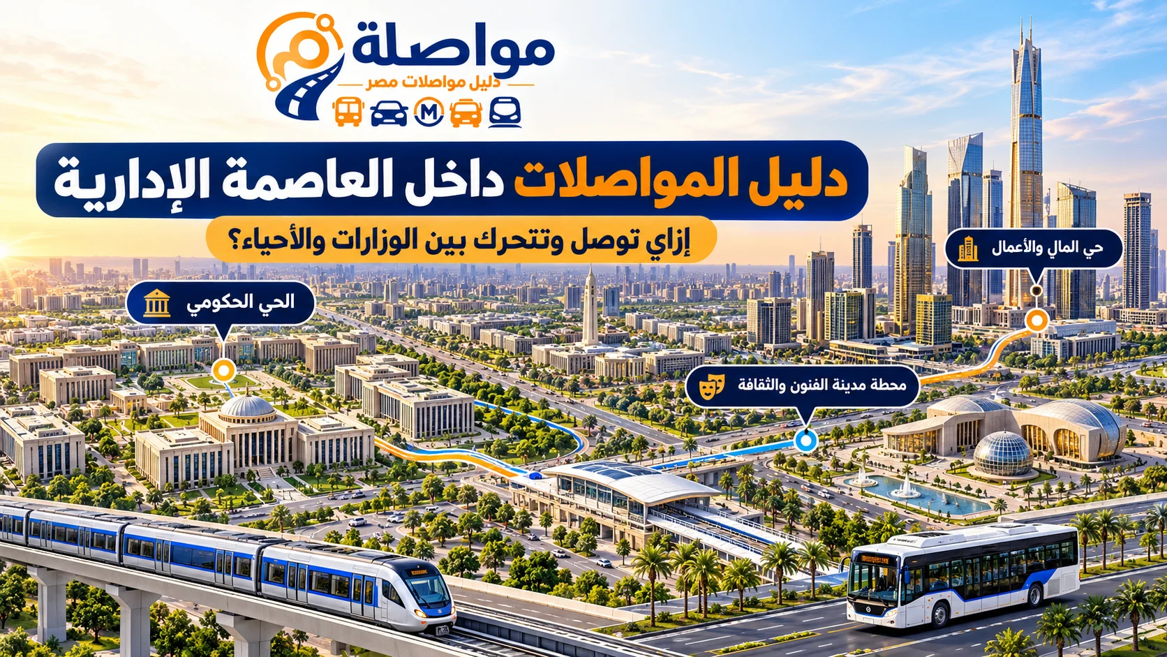 دليل المواصلات داخل العاصمة الإدارية الجديدة 2026 | إزاي توصل وتتحرك بين الوزارات والأحياء؟
